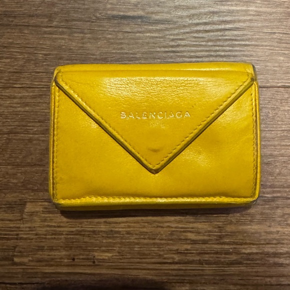 Balenciaga Yellow Leather Compact Trifold Wallet - Picture 1 of 8